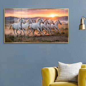 Misty Meadow 7 Horse Sunrise Painting