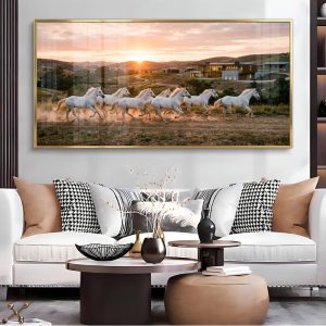 Modern Homes With Seven Horse Sunrise Painting