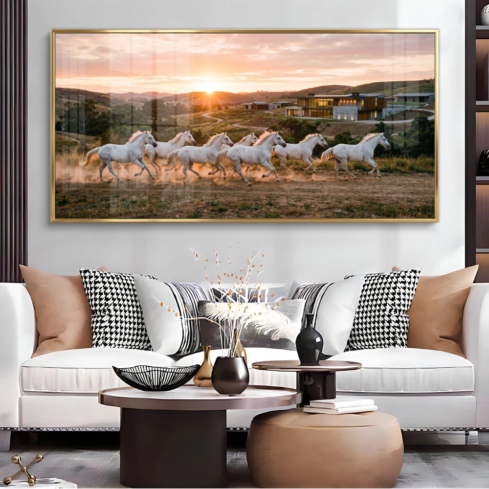 Modern Homes With Seven Horse Sunrise Painting