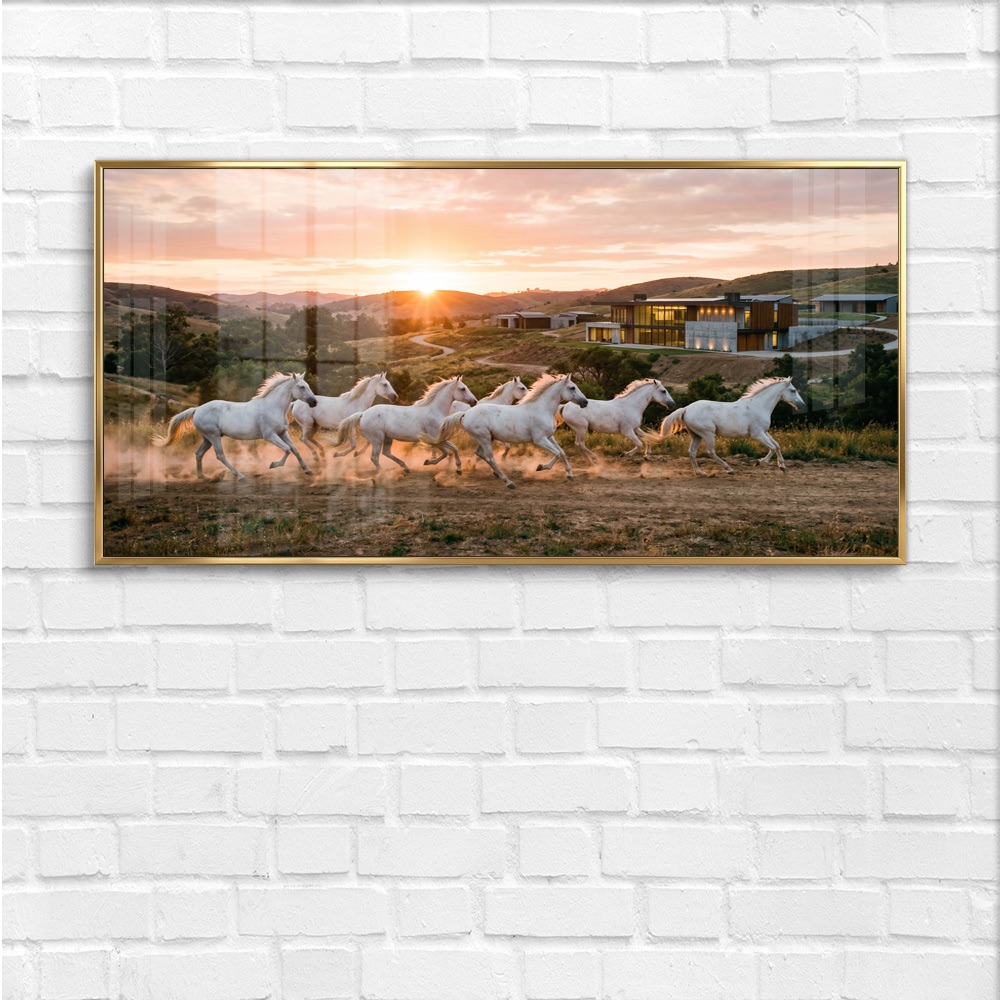 Modern Homes With Seven Horse Sunrise Painting - Image 4