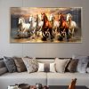 Sunrise Water Seven Horse Mixed Painting