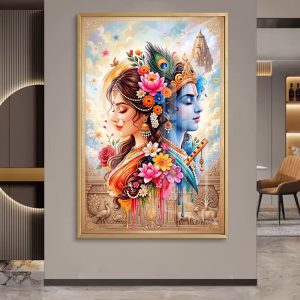 Floral Radha Krishna Divine Love Painting