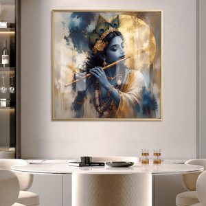 Divine Krishna Flute Portrait Painting