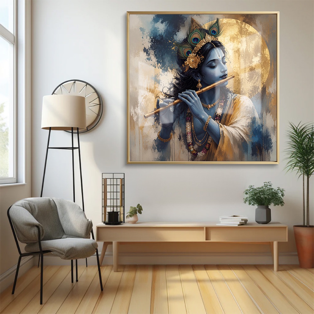 Divine Krishna Flute Portrait Painting - Image 2