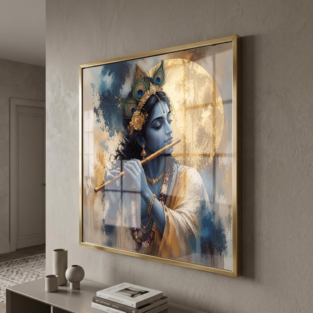 Divine Krishna Flute Portrait Painting - Image 3