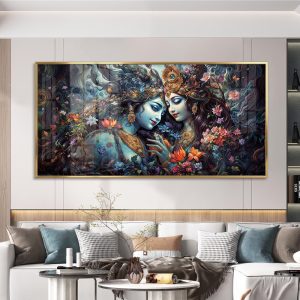 Mystical Radha Krishna Floral Painting