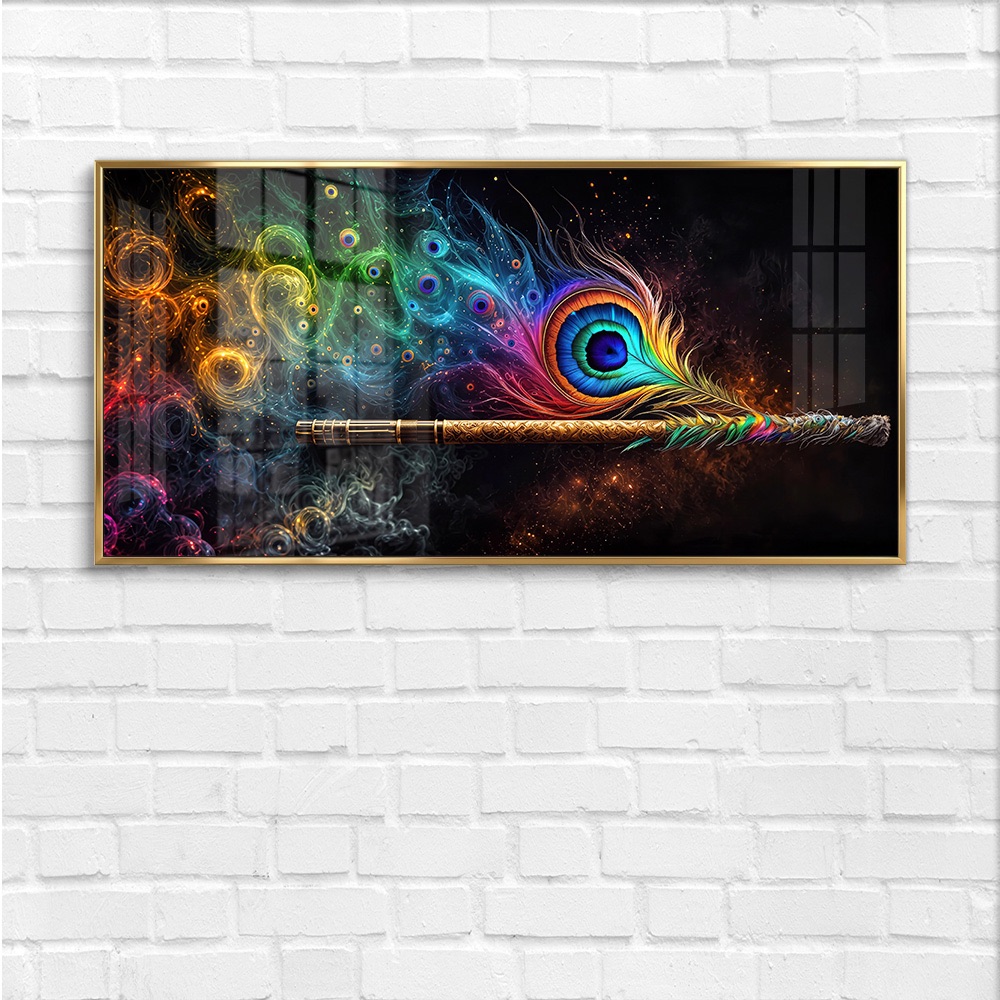 Krishna Flute with Peacock Feather Colorful Art - Image 4