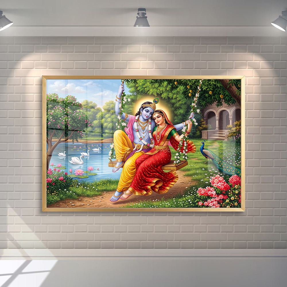 Radha Krishna Jhula Garden Painting - Image 2