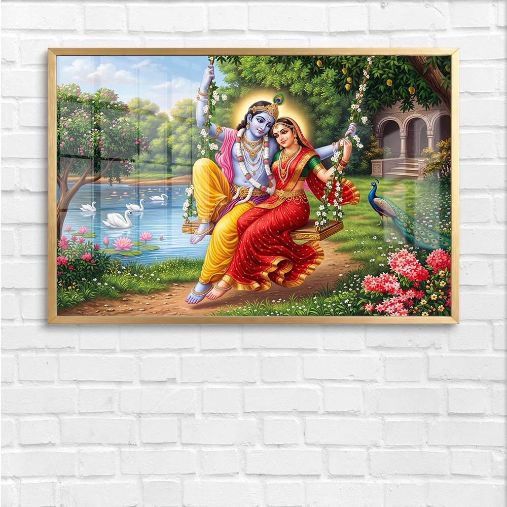 Radha Krishna Jhula Garden Painting - Image 4