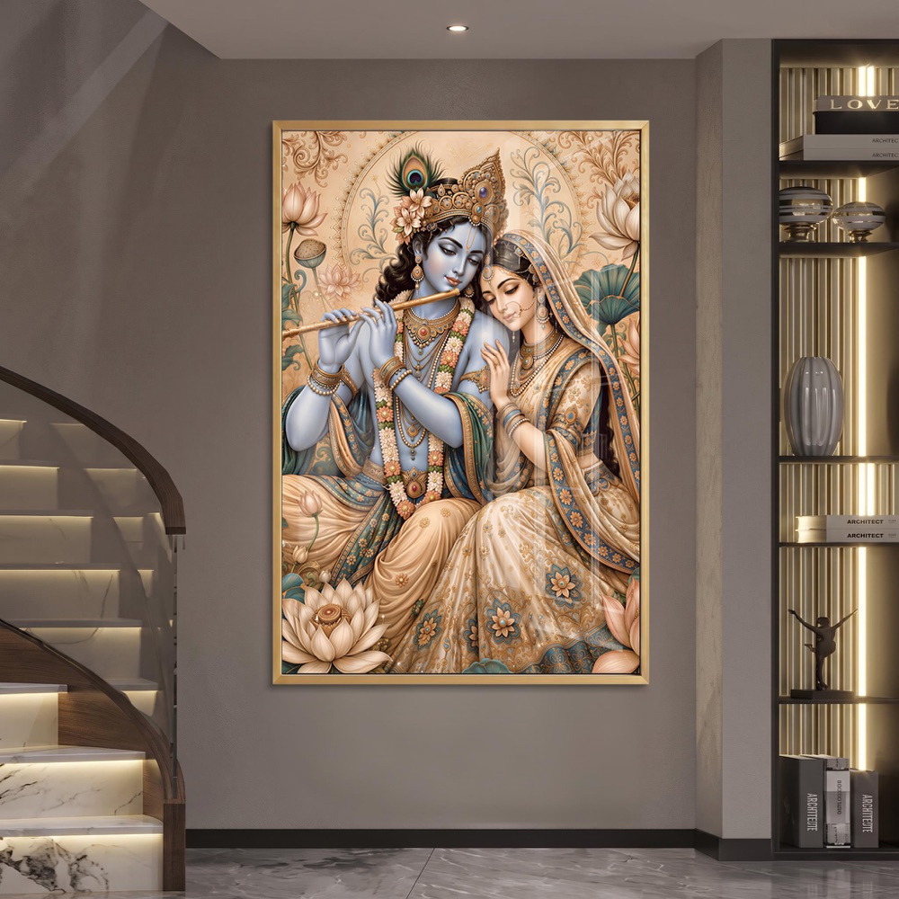 Radha Krishna Lotus Harmony Painting