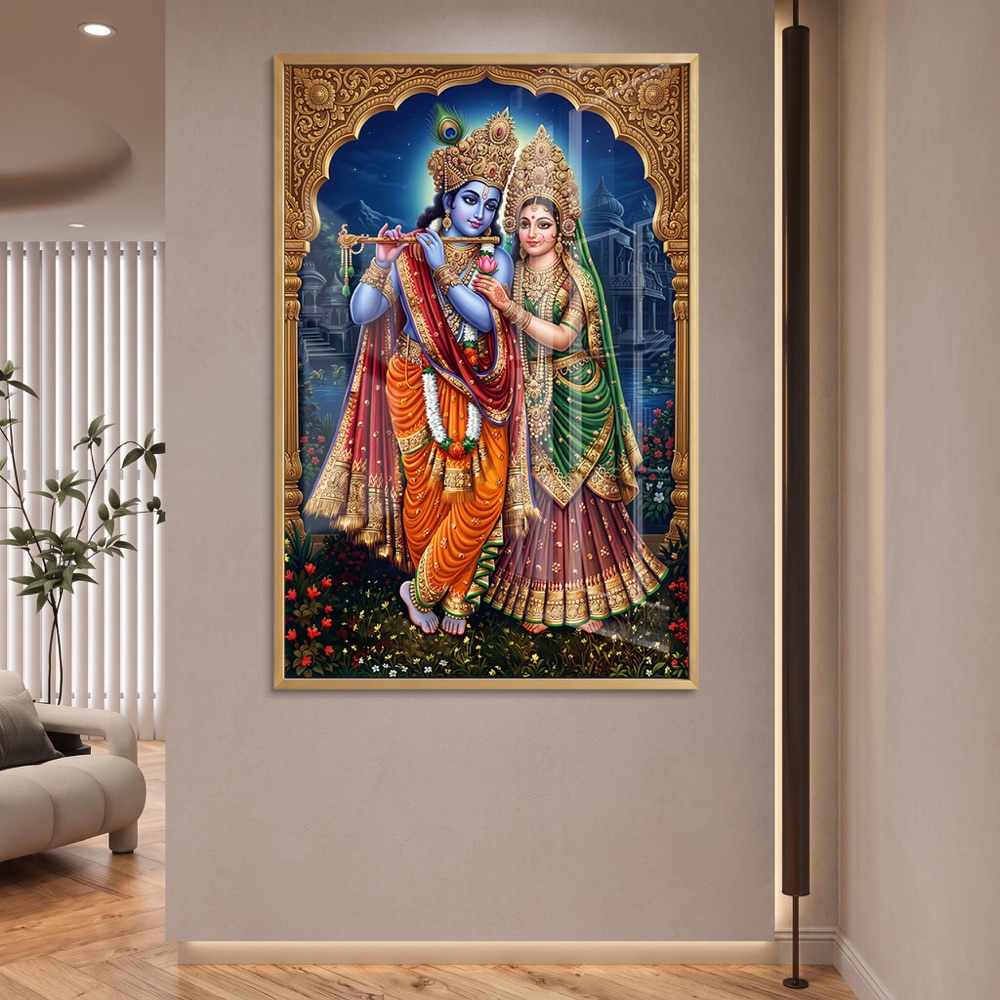 Traditional Radha Krishna Temple Wall Art