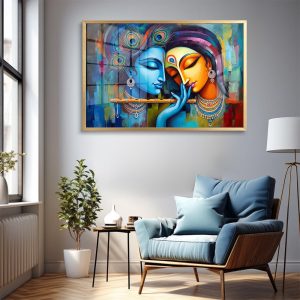 Modern Abstract Radha Krishna Wall Art