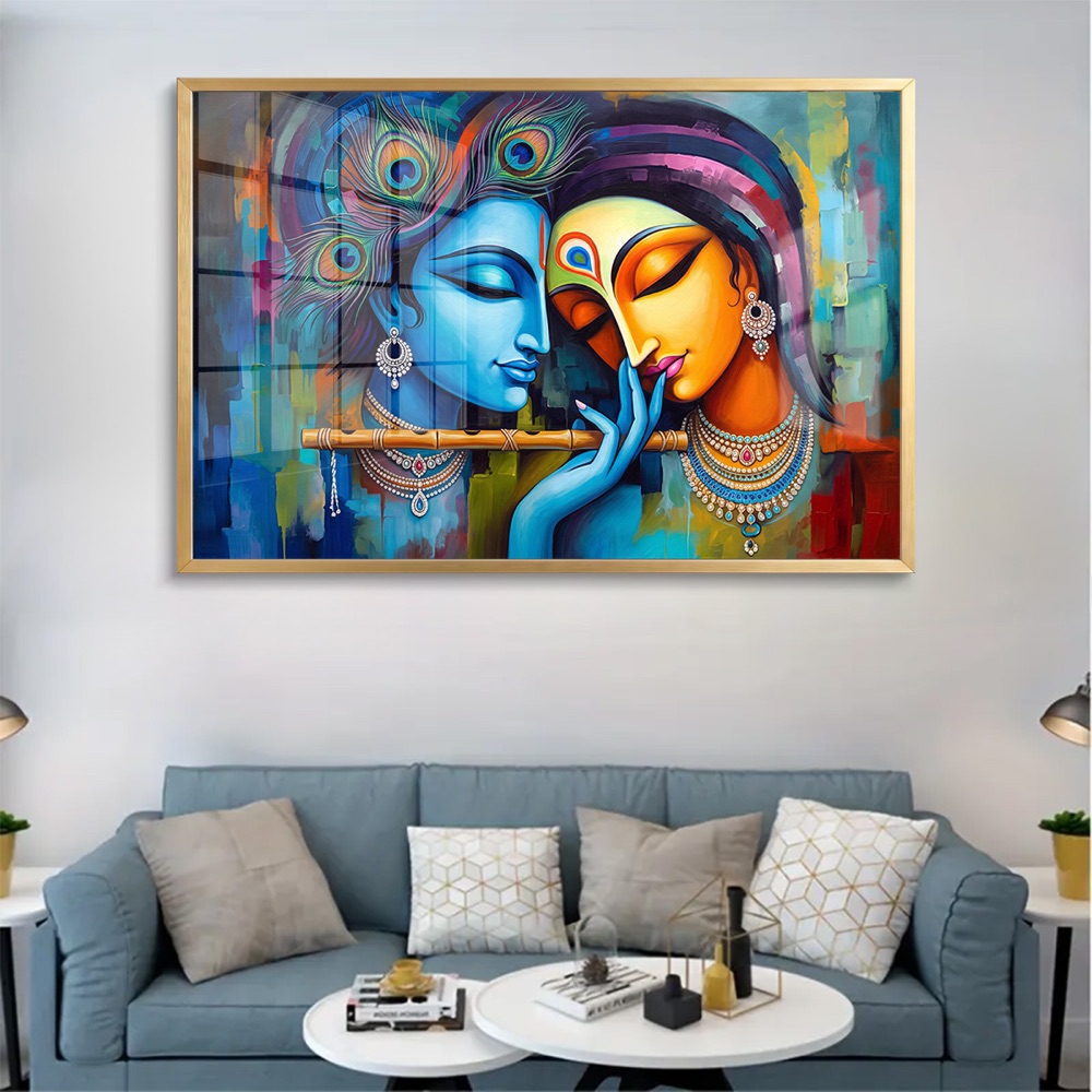 Modern Abstract Radha Krishna Wall Art - Image 2