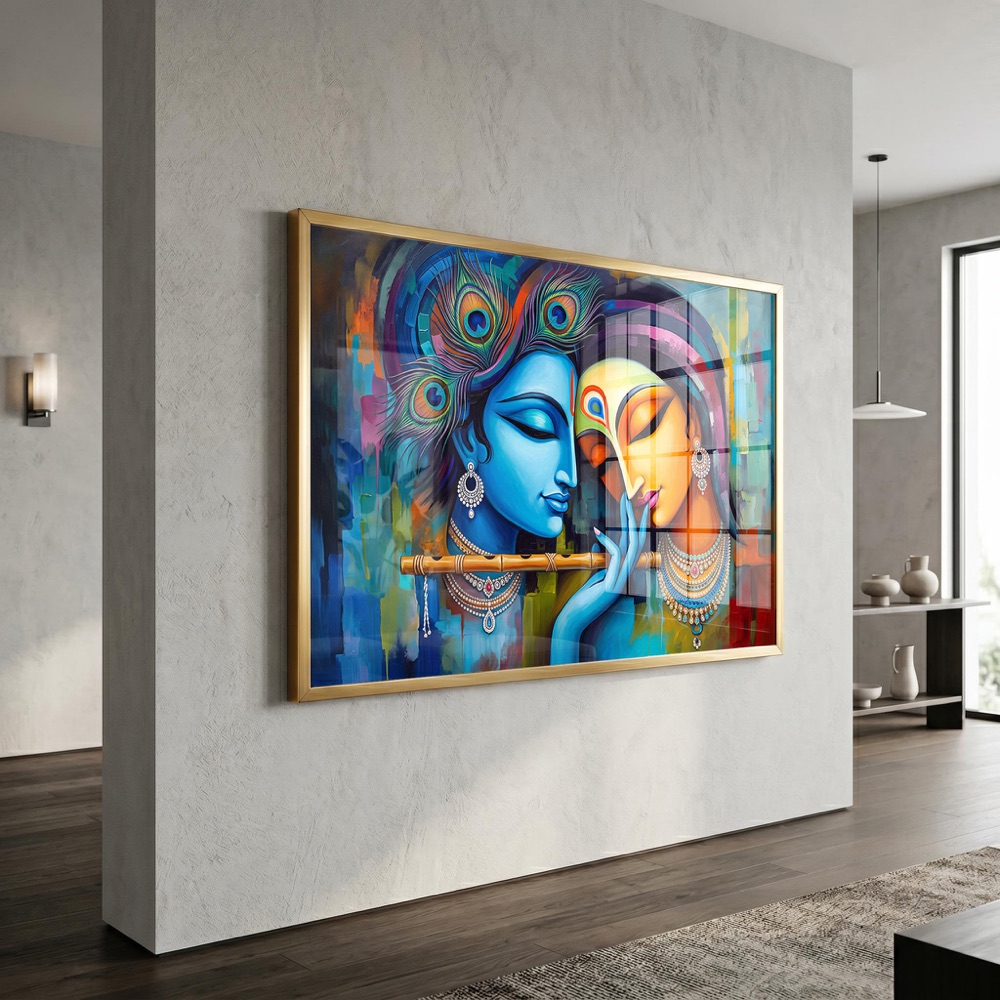 Modern Abstract Radha Krishna Wall Art - Image 3