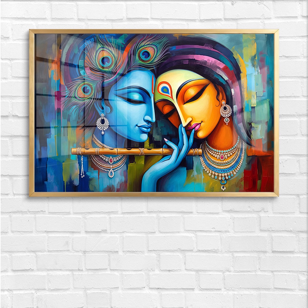 Modern Abstract Radha Krishna Wall Art - Image 4