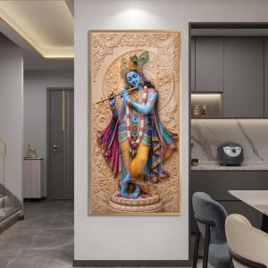 Divine Krishna Flute Mandala Style Painting