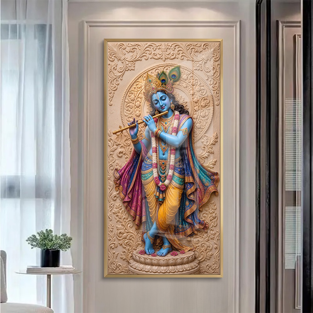 Divine Krishna Flute Mandala Style Painting - Image 2