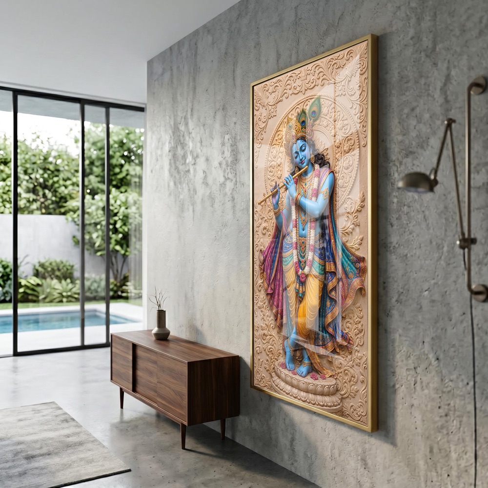 Divine Krishna Flute Mandala Style Painting - Image 3