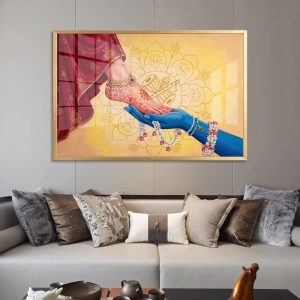 Radha Krishna Divine Feet Love Painting