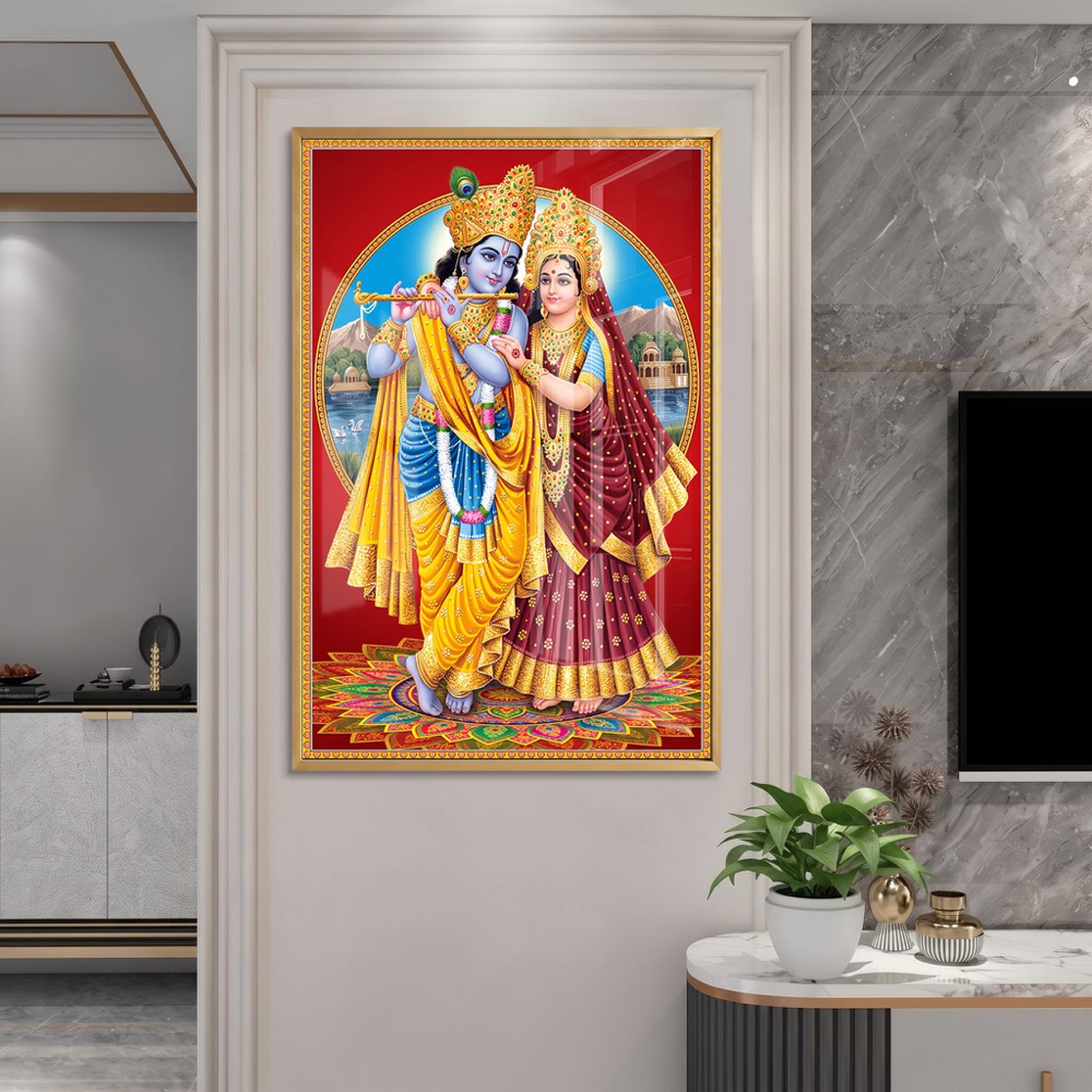 Traditional Radha Krishna Divine Couple Painting