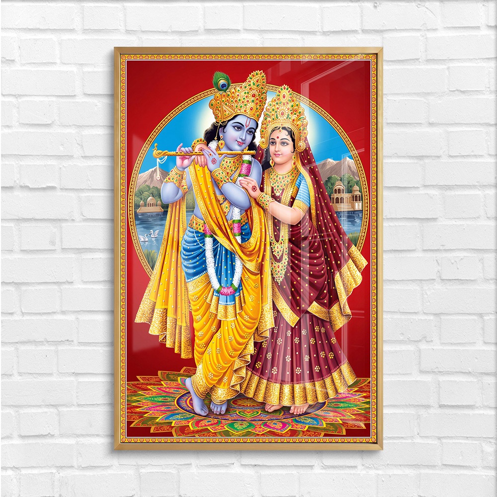 Traditional Radha Krishna Divine Couple Painting - Image 4