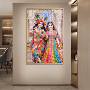 Floral Marble Radha Krishna Temple Art