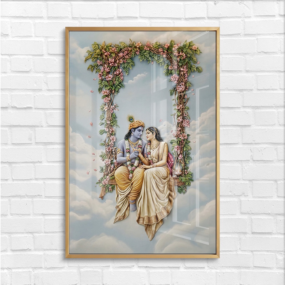 Radha Krishna Floral Swing Art - Image 4