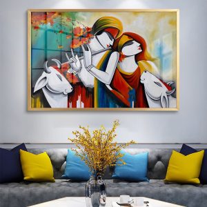 Modern Radha Krishna Folk Art Painting