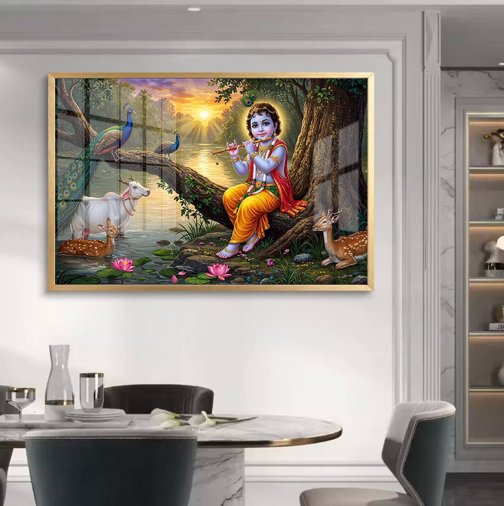 Bal Krishna Riverside Flute Painting - Image 2