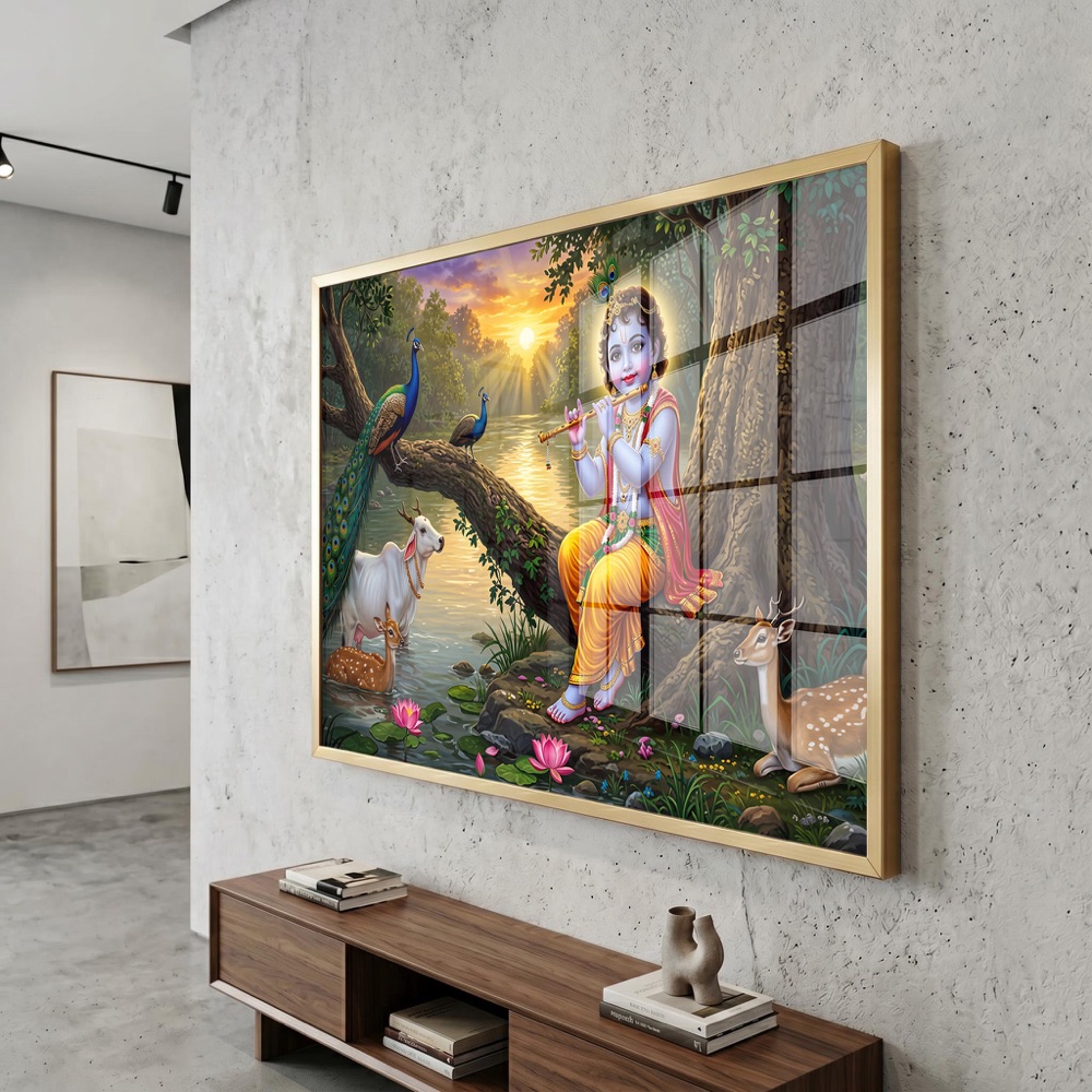 Bal Krishna Riverside Flute Painting - Image 3