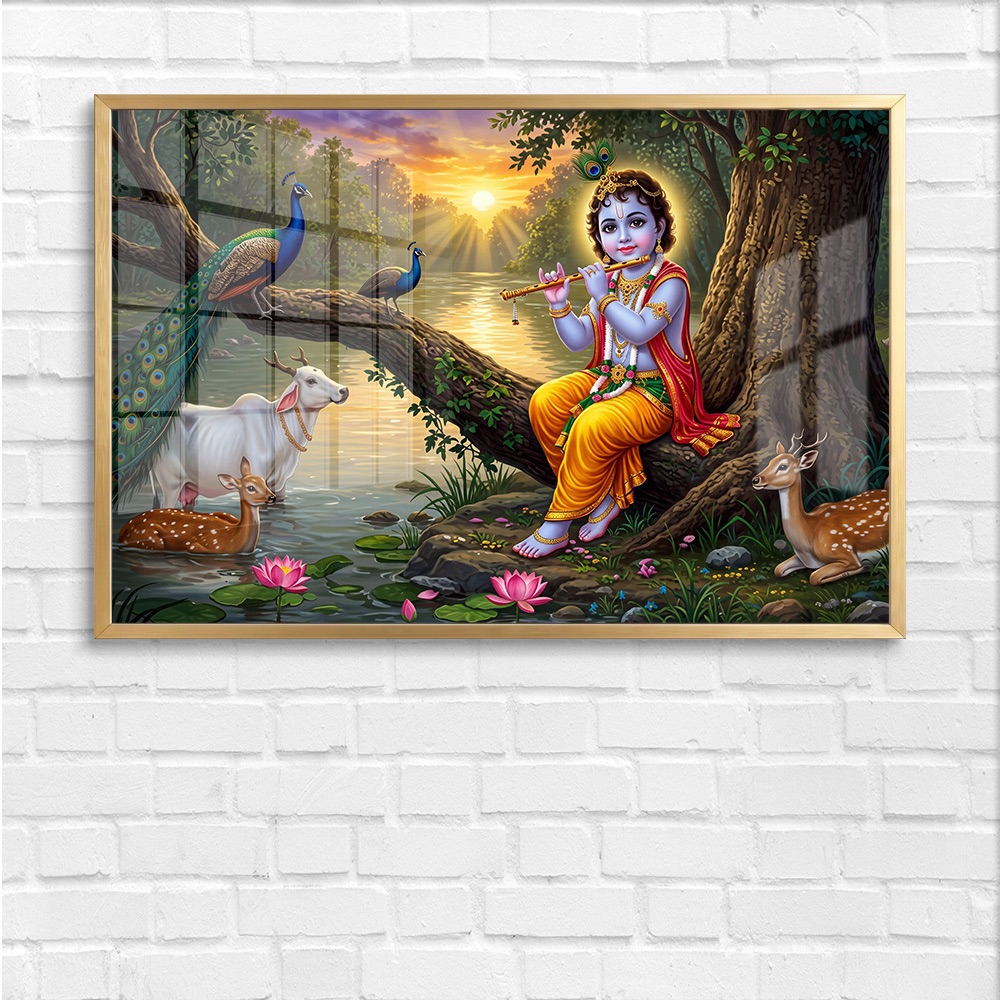 Bal Krishna Riverside Flute Painting - Image 4