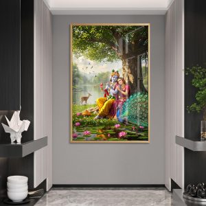Radha Krishna Under Banyan Tree Painting