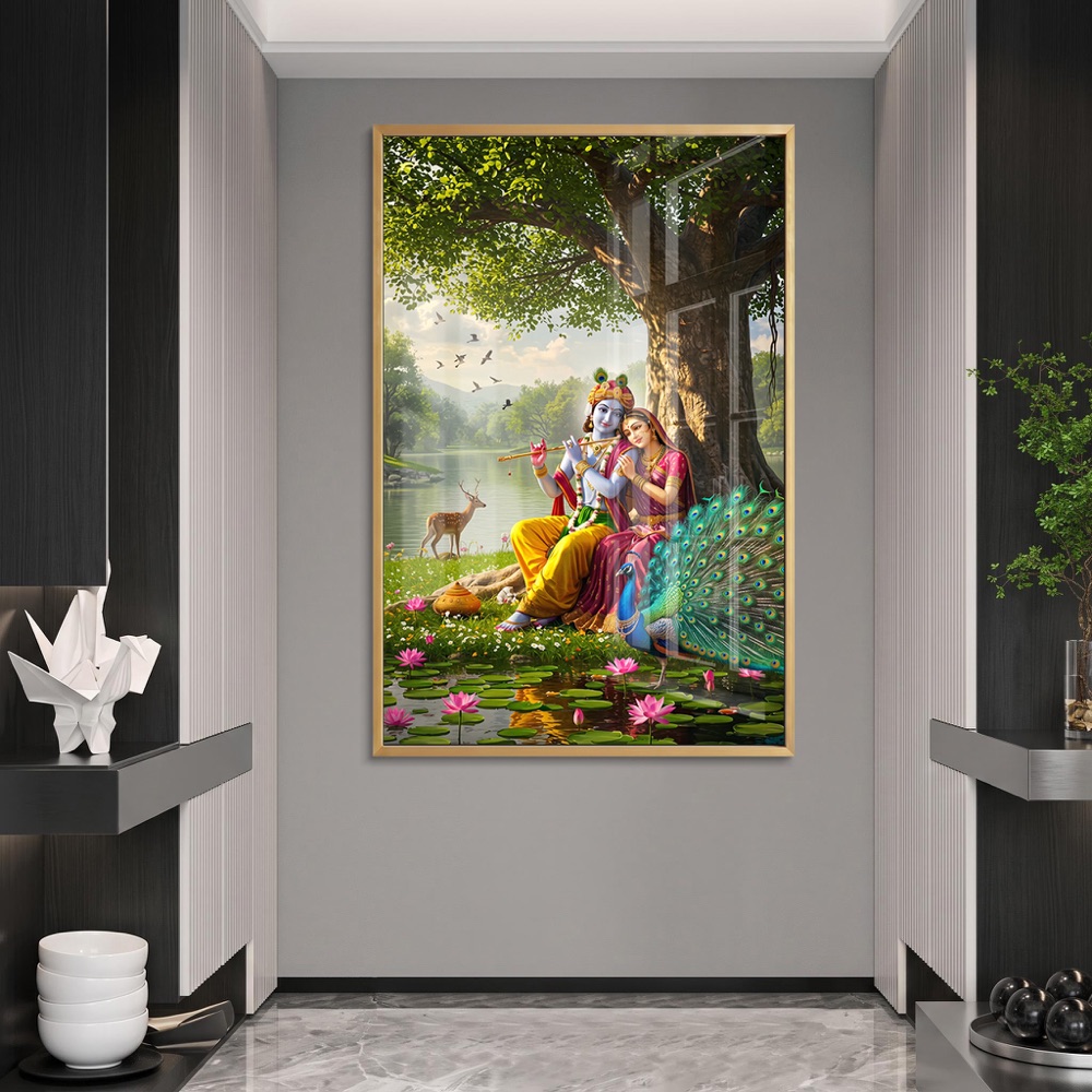 Radha Krishna Under Banyan Tree Painting