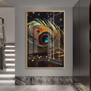 Golden Peacock Feather Krishna Painting