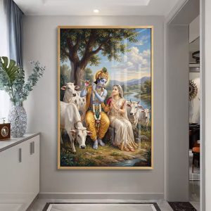 Radha Krishna Cow Pasture Painting