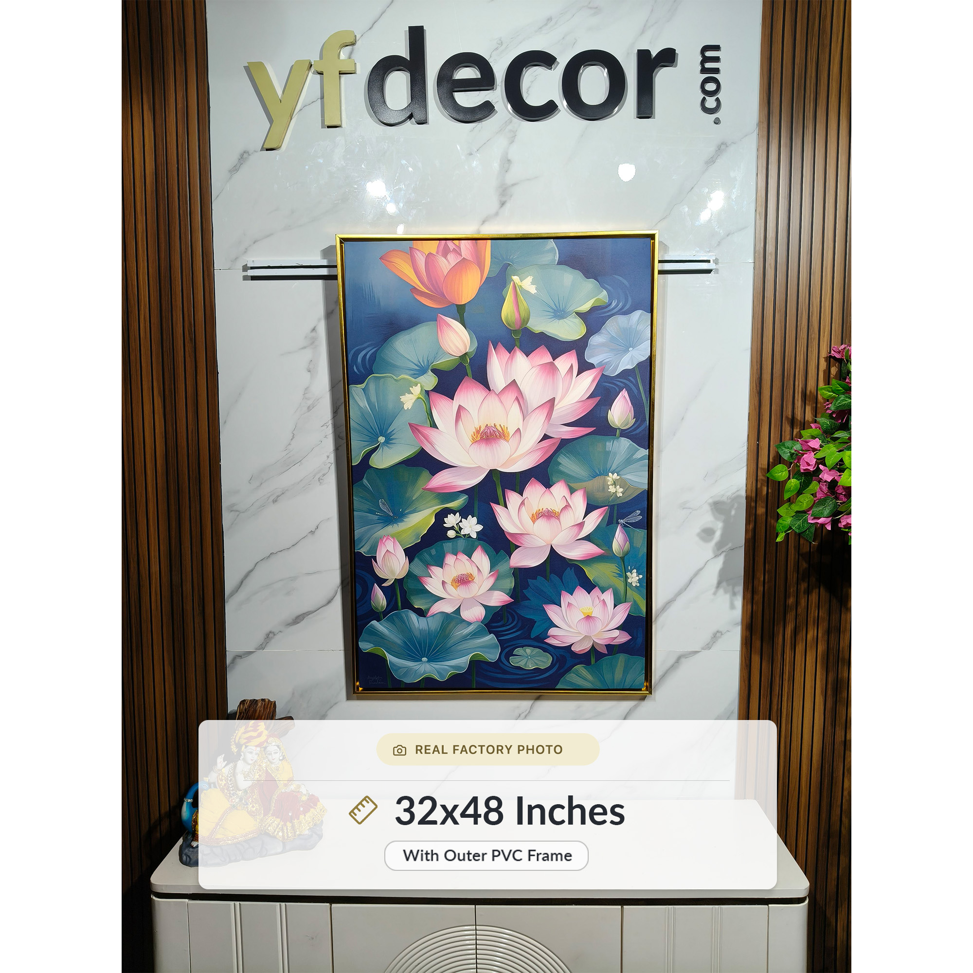 Midnight Blooms Pink Lotus Vastu Canvas - Image 3