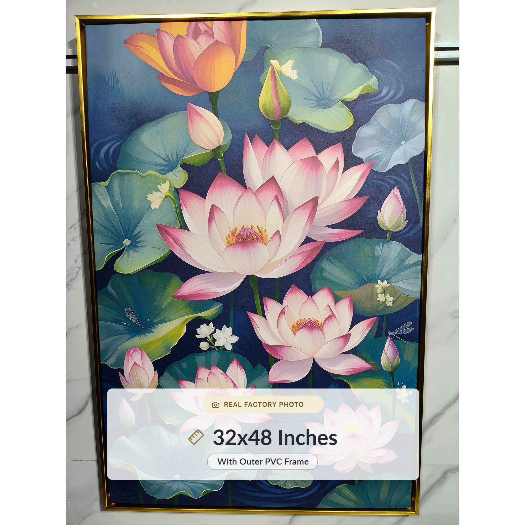Midnight Blooms Pink Lotus Vastu Canvas - Image 6