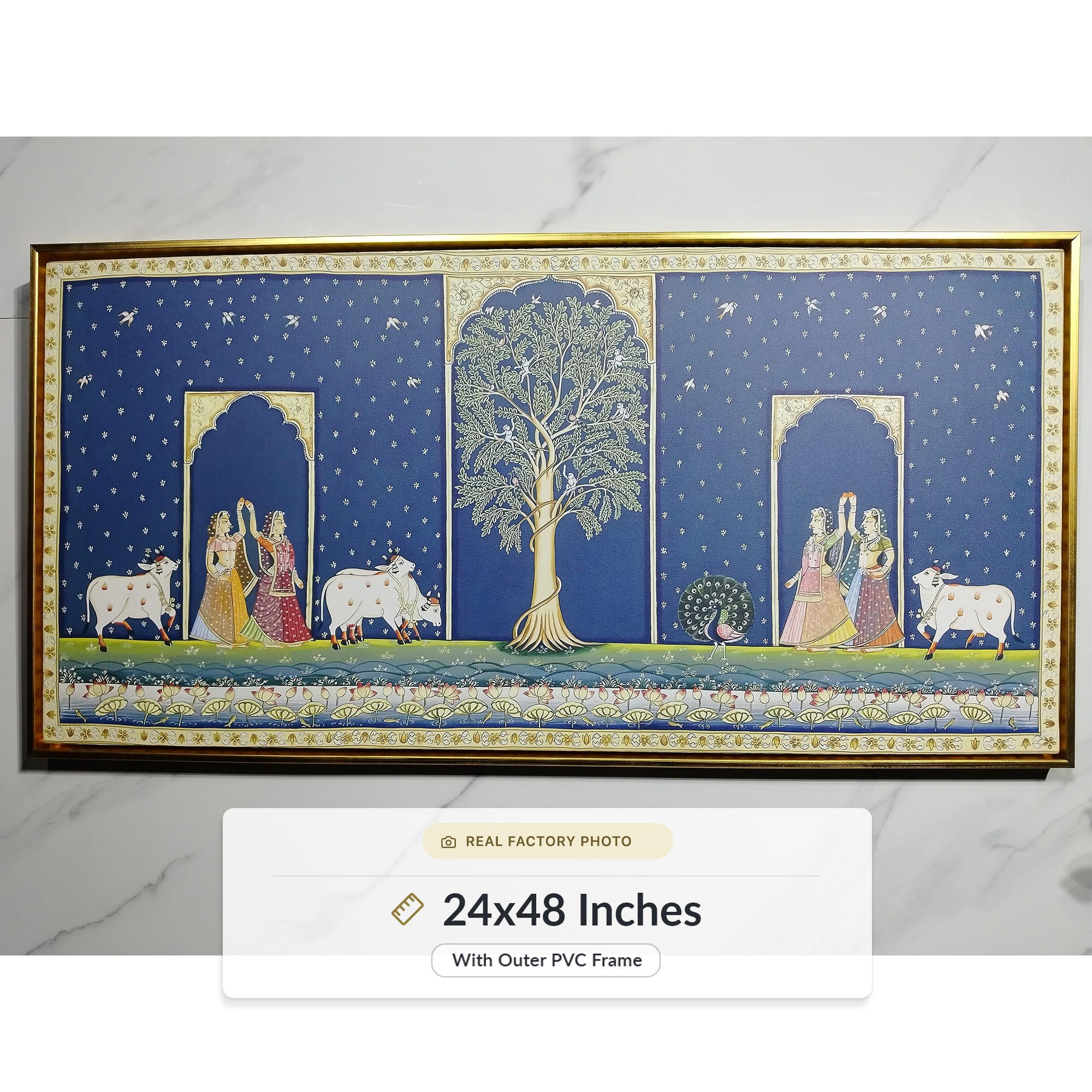 Starry Night Radha‑Krishna with Peacock Cows - Image 6