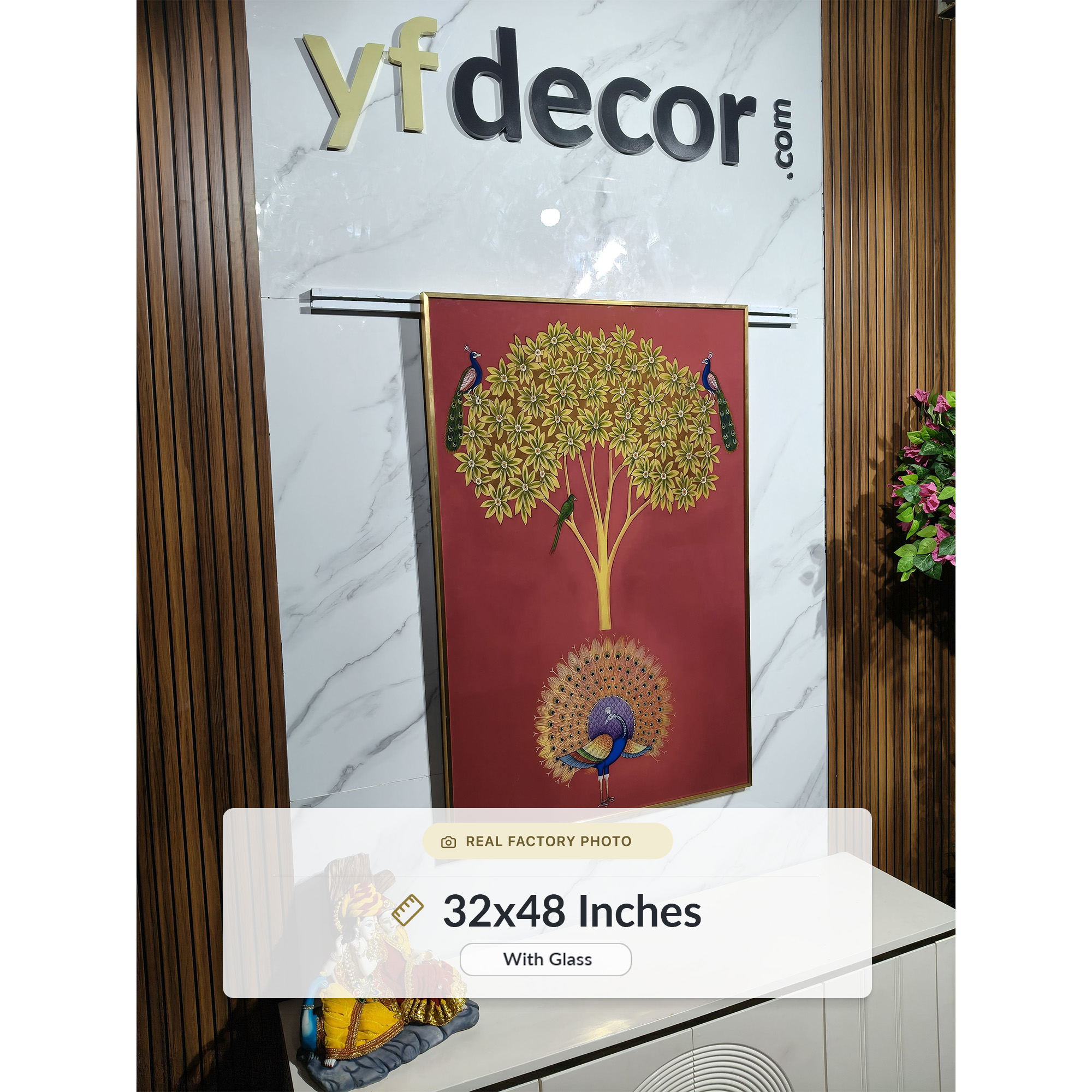 Peacock Under Kadamba Tree Pichwai Painting - Image 6