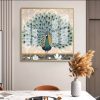 Peacock Feather Fan Lotus Canvas Painting