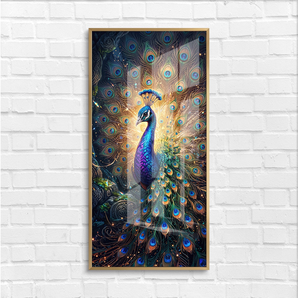 Glowing Peacock Feather Fan Wall Art - Image 4