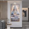 Meditating Lord Shiva Trishul Marble Statue Painting