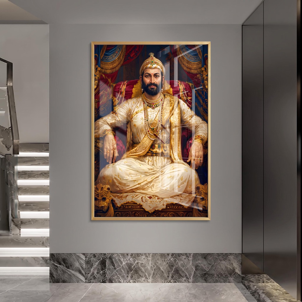 Majestic Throne Portrait Of Shivaji Maharaj - Image 2