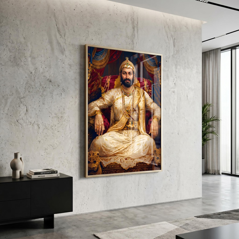 Majestic Throne Portrait Of Shivaji Maharaj - Image 3