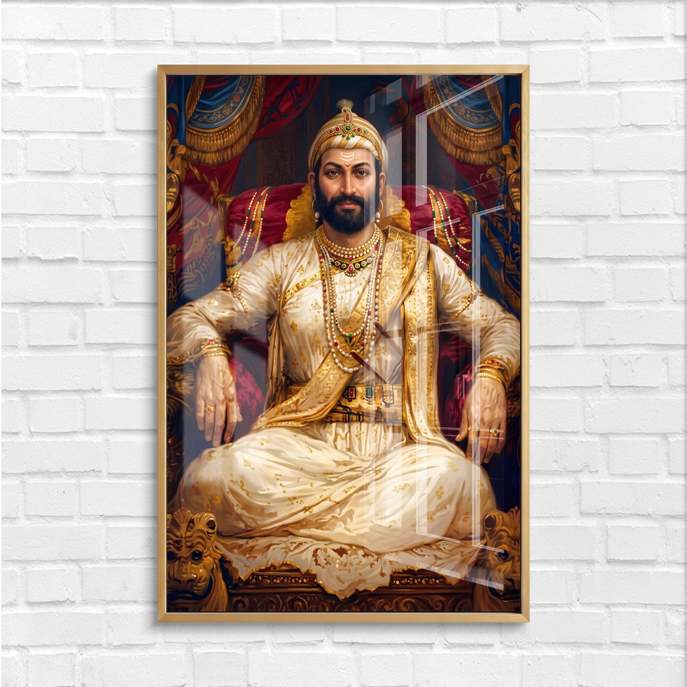 Majestic Throne Portrait Of Shivaji Maharaj - Image 4