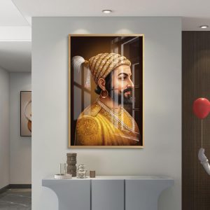 Golden Profile Portrait Shivaji Maharaj Painting