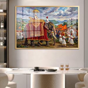 Grand Elephant Procession Shivaji Maharaj Painting