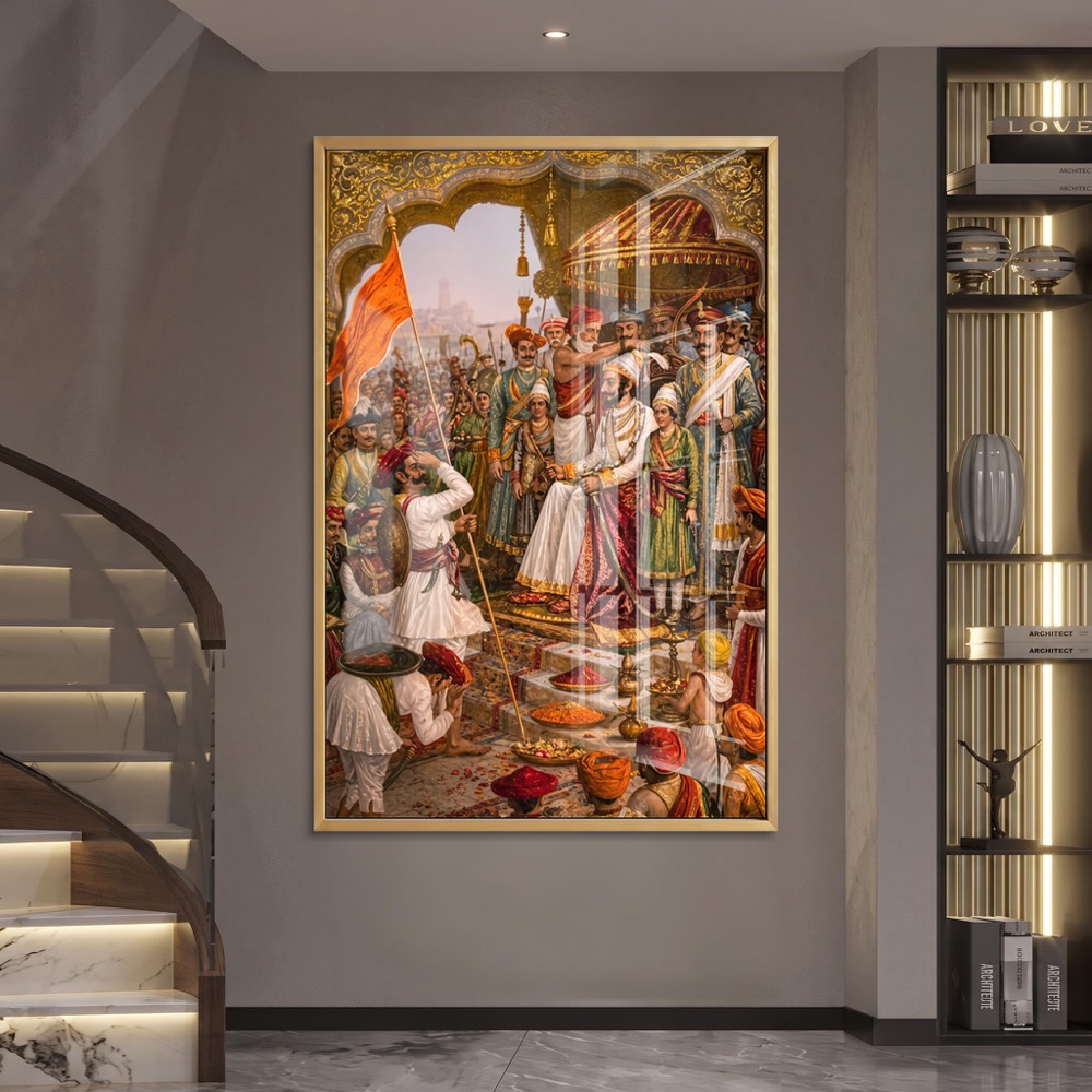 Shivaji Maharaj Coronation Ceremony Painting Scene