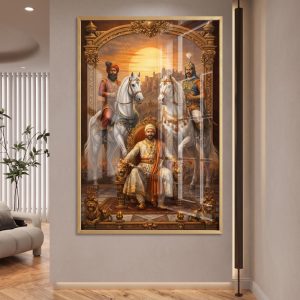 Shivaji Maharaj Enthroned With Royal Guards