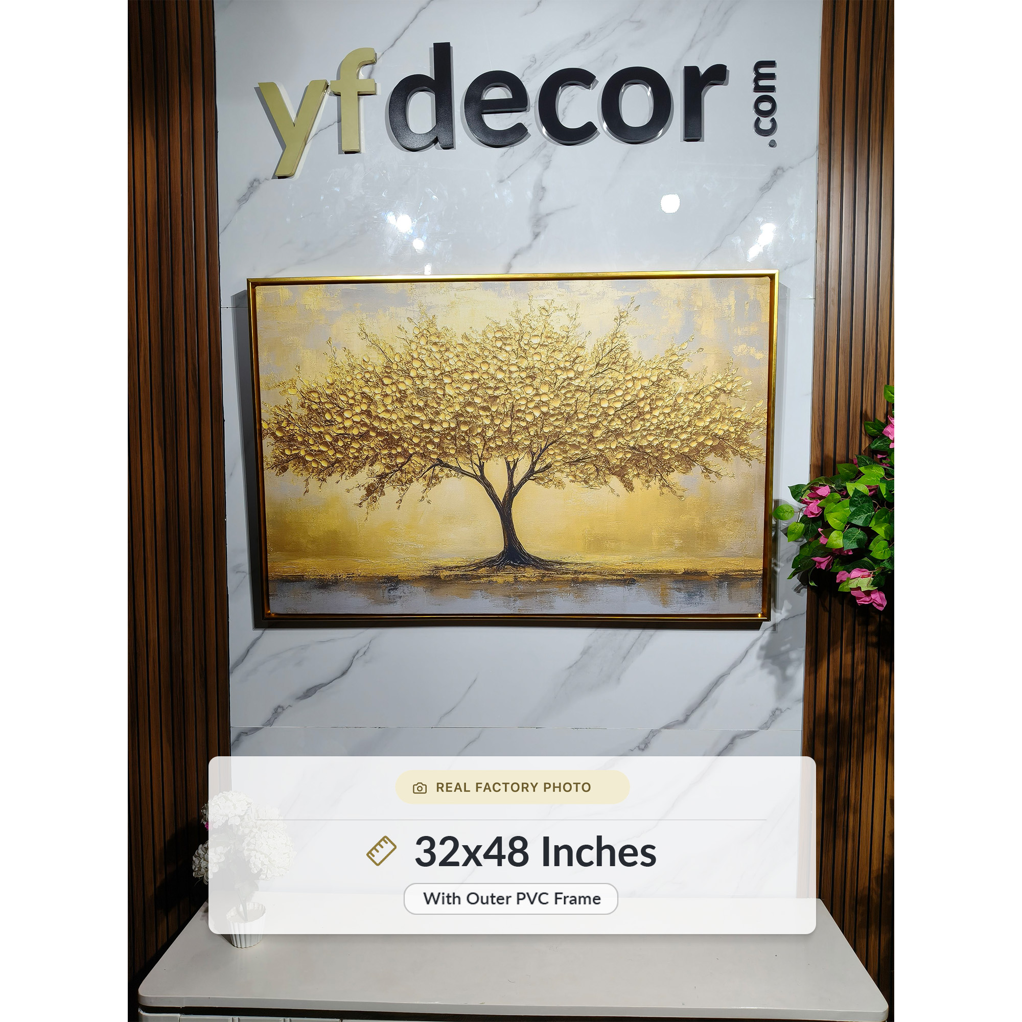 Sunlit Gold Canopy Tree of Life Painting - Image 3